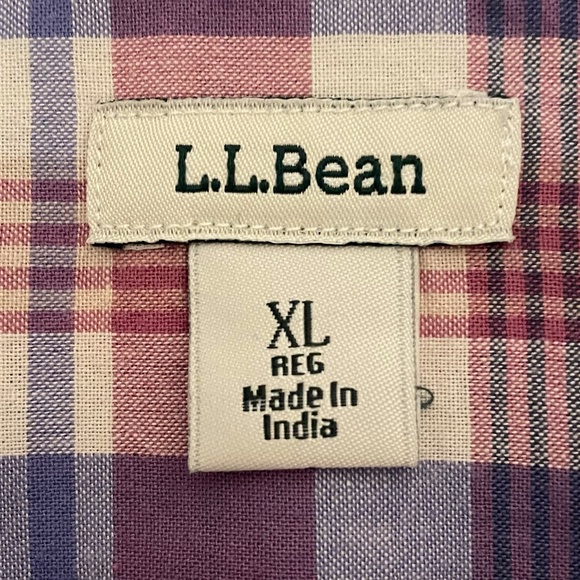 L.L. Bean Purple Plaid Long Sleeve Button Front Shirt Size XL - Picture 5 of 7